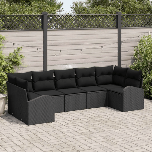 Vidaxl Hagesofa Set 7 pcs Svart