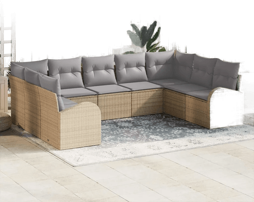 Vidaxl Hagesofa Set 9 pcs Beige og lys grå