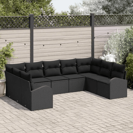 Vidaxl Hagesofa Set 9 pcs Svart