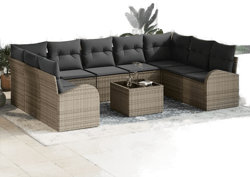 Vidaxl Hagesofa Set 10 pcs Grå