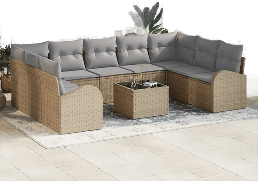 Vidaxl Hagesofa Set 10 pcs Beige og lys grå