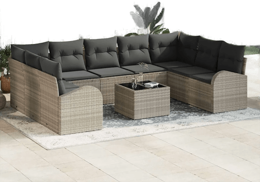 Vidaxl Hagesofa Set 10 pcs Lysegrå