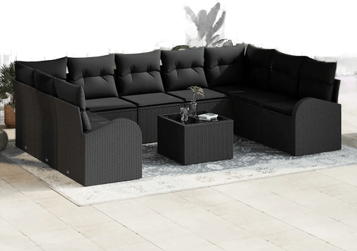 Vidaxl Hagesofa Set 10 pcs Svart