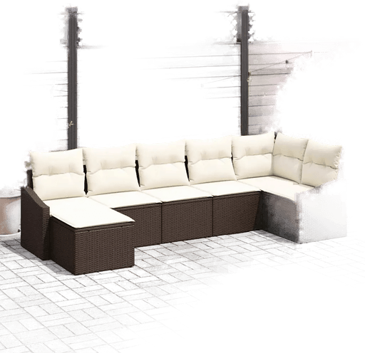 Vidaxl Hagesofa Set 7 pcs Brun og Krem
