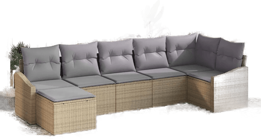 Vidaxl Hagesofa Set 7 pcs Beige og lys grå