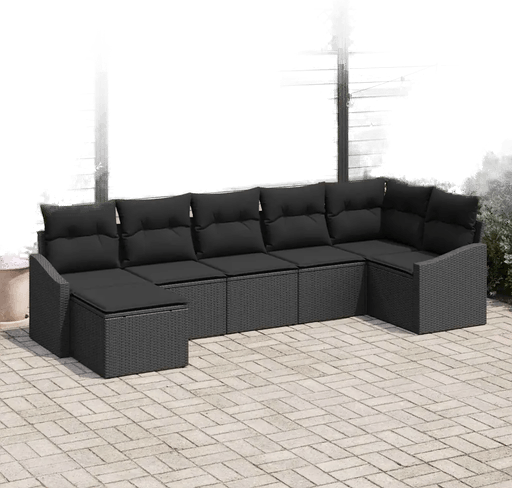 Vidaxl Hagesofa Set 7 pcs Svart