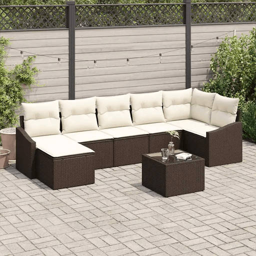 Vidaxl Hagesofa Set 8 pcs Brun Krem