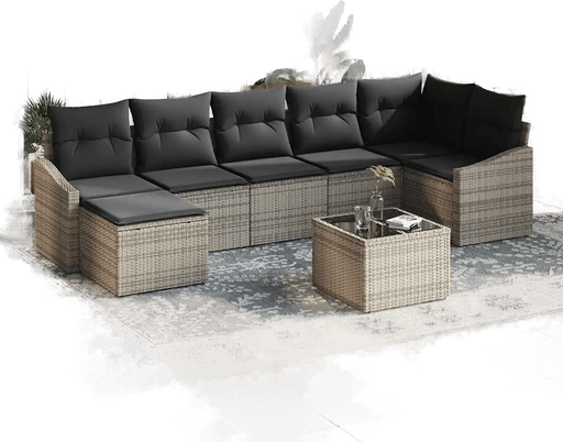 Vidaxl Hagesofa Set 8 pcs Lysegrå