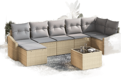 Vidaxl Hagesofa Set 8 pcs Beige og lys grå