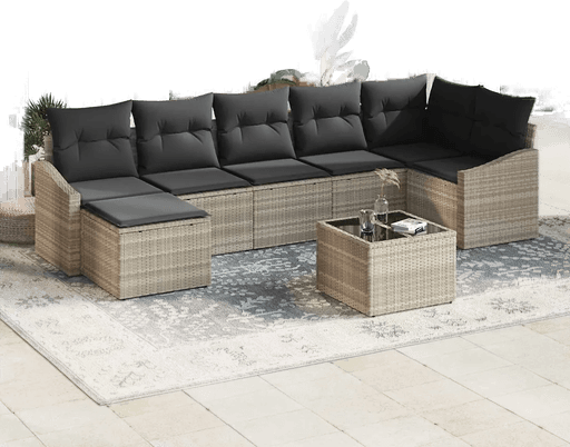 Vidaxl Hagesofa Set 8 pcs Lysegrå