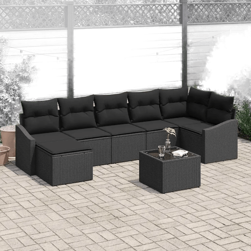 Vidaxl Hagesofa Set 8 pcs Svart