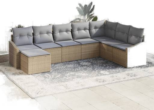 Vidaxl Hagesofa Set 8 pcs Beige og lys grå