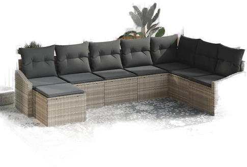 Vidaxl Hagesofa Set 8 pcs Lysegrå