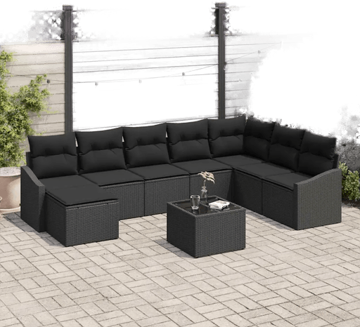 Vidaxl Hagesofa Set 8 pcs Svart