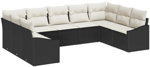 Vidaxl Hagesofa Set 9 pcs Svart Krem