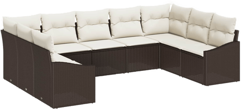 Vidaxl Hagesofa Set 9 pcs Brun og Krem