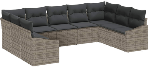 Vidaxl Hagesofa Set 9 pcs Grå