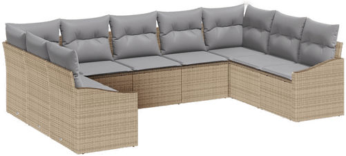 Vidaxl Hagesofa Set 9 pcs Beige og lys grå