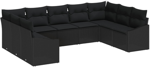 Vidaxl Hagesofa Set 9 pcs Svart
