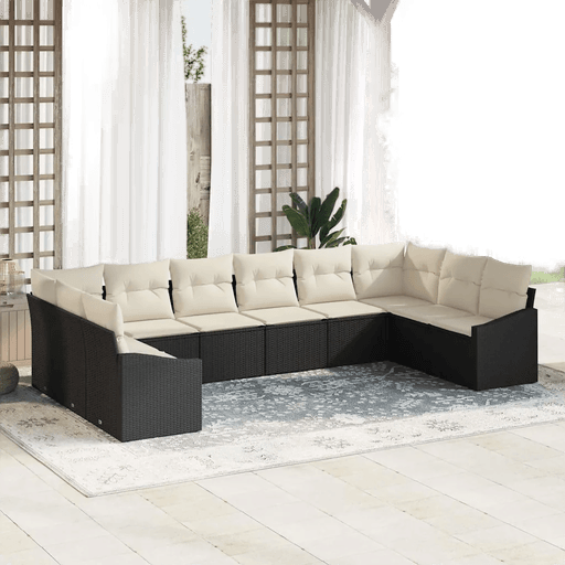 Vidaxl Hagesofa Set 10 pcs Svart og krem