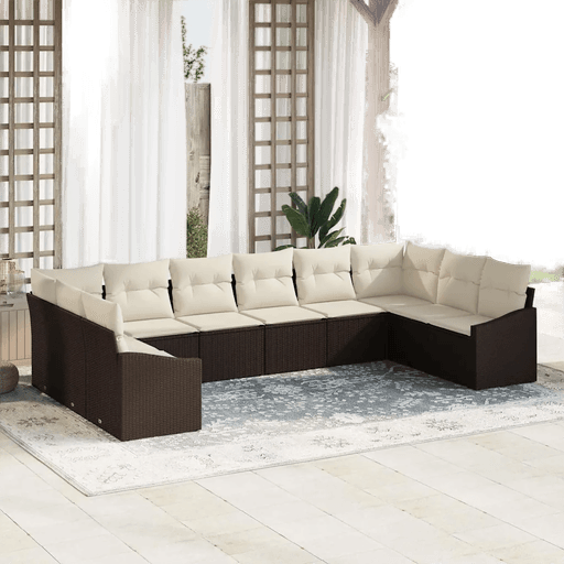 Vidaxl Hagesofa Set 10 pcs Brun Krem