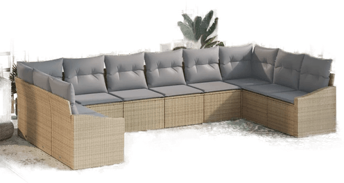 Vidaxl Hagesofa Set 10 pcs Beige og lys grå