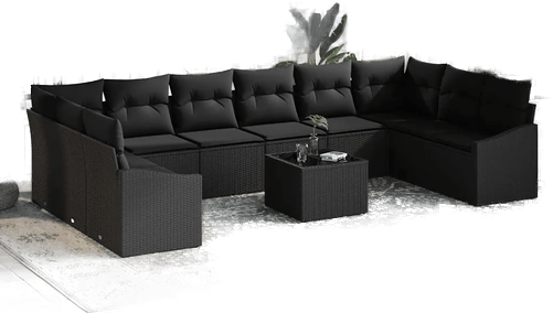 Vidaxl Hagesofa Set Svart polyrotting