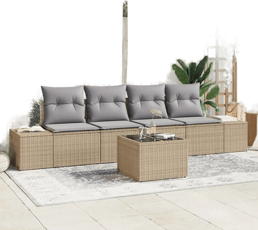 Vidaxl Hagesofa Set 5 pcs Beige og grå