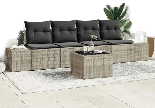 Vidaxl Hagesofa Set 5 pcs Lysegrå Mørk Grå