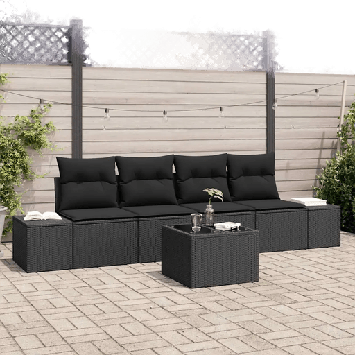 Vidaxl Hagesofa Set 5 pcs Svart
