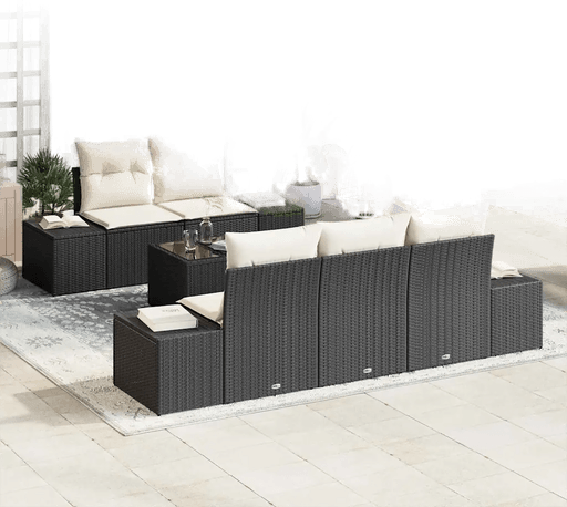 Vidaxl Hagesofa Set 6 pcs Svart og krem