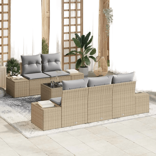 Vidaxl Hagesofa Set 6 pcs Beige og grå