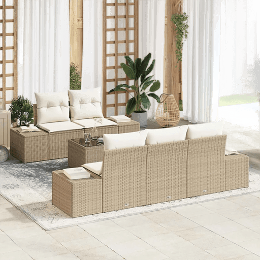 Vidaxl Hagesofa Set 6 pcs Beige