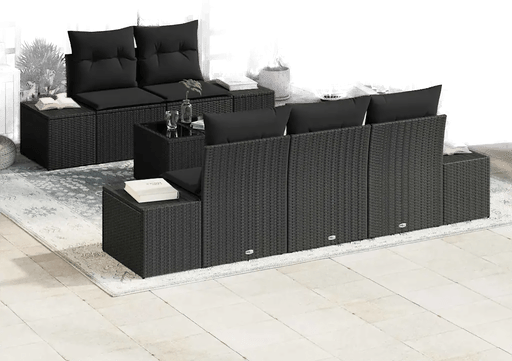 Vidaxl Hagesofa Set 6 pcs Svart