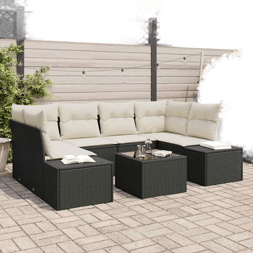 Vidaxl Hagesofa Set 8 pcs Svart og krem
