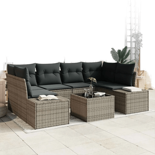 Vidaxl Hagesofa Set 8 pcs Grå