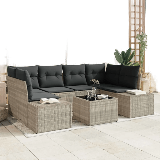 Vidaxl Hagesofa Set 8 pcs Lysegrå Mørk Grå