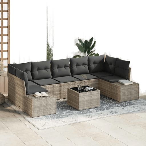 Vidaxl Hagesofa Set 8 pcs Lysegrå Mørk Grå