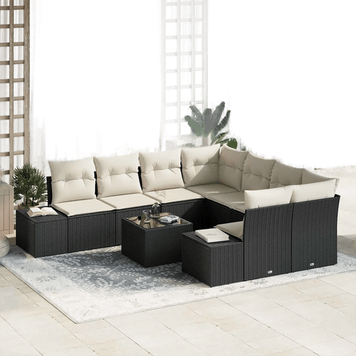 Vidaxl Hagesofa Set 9 pcs Svart og krem