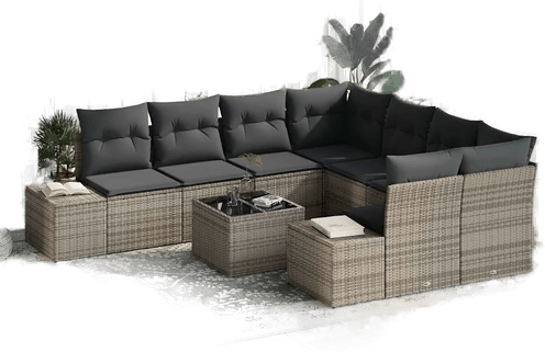 Vidaxl Hagesofa Set 9 pcs Grå