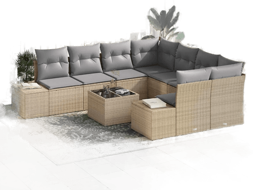 Vidaxl Hagesofa Set 9 pcs Beige og grå