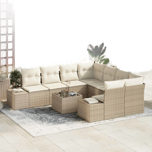 Vidaxl Hagesofa Set 9 pcs Beige