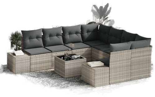 Vidaxl Hagesofa Set 9 pcs Lysegrå Mørk Grå