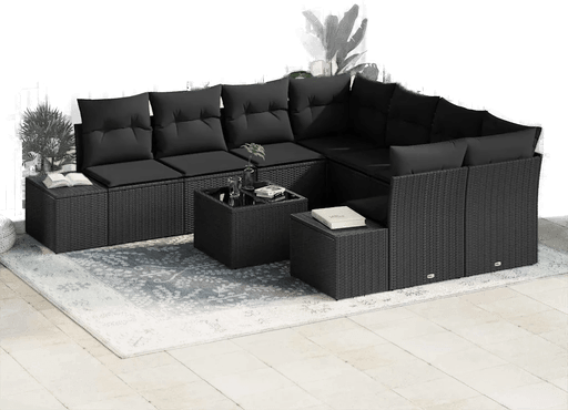 Vidaxl Hagesofa Set 9 pcs Svart