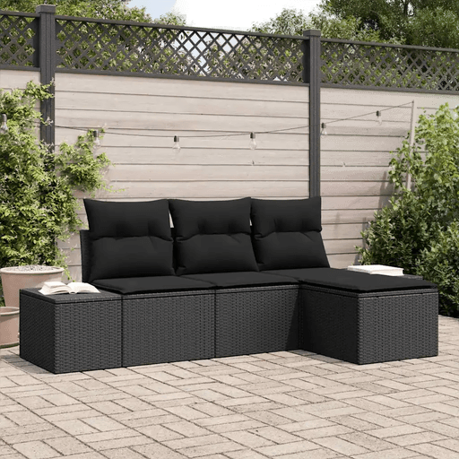 Vidaxl Hagesofa Set 4 deler Svart