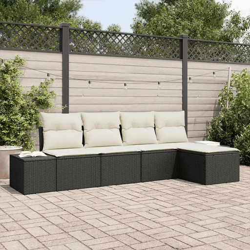 Vidaxl Hagesofa Set 5 pcs Svart og krem