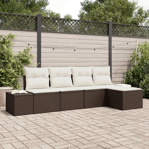 Vidaxl Hagesofa Set 5 pcs Brun Krem