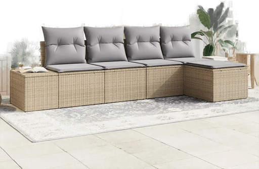 Vidaxl Hagesofa Set 5 pcs Beige og lys grå