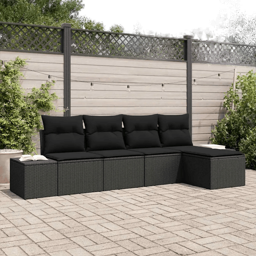 Vidaxl Hagesofa Set 5 pcs Svart