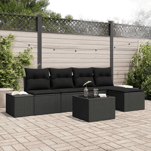 Vidaxl Hagesofa Set 5 pcs Svart